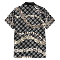 Black Aloha Hawaii Shell Lei Family Matching Short Sleeve Bodycon Dress and Hawaiian Shirt Palaka Hebrew Cone Honey Cowrie Elegant Curves LT14 - Polynesian Pride