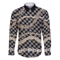Black Aloha Hawaii Shell Lei Family Matching Short Sleeve Bodycon Dress and Hawaiian Shirt Palaka Hebrew Cone Honey Cowrie Elegant Curves LT14 Dad's Shirt - Long Sleeve Black - Polynesian Pride