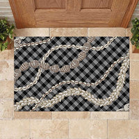 Black Aloha Hawaii Shell Lei Rubber Doormat Palaka Hebrew Cone Honey Cowrie Elegant Curves - Polynesian Pride