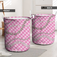 Pink Aloha Hawaii Shell Lei Laundry Basket Palaka Hebrew Cone Honey Cowrie Elegant Curves - Polynesian Pride