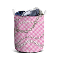 Pink Aloha Hawaii Shell Lei Laundry Basket Palaka Hebrew Cone Honey Cowrie Elegant Curves - Polynesian Pride