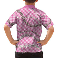 Pink Aloha Hawaii Shell Lei Family Matching Mermaid Dress and Hawaiian Shirt Palaka Hebrew Cone Honey Cowrie Elegant Curves LT14 - Polynesian Pride