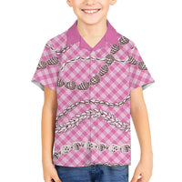 Pink Aloha Hawaii Shell Lei Family Matching Short Sleeve Bodycon Dress and Hawaiian Shirt Palaka Hebrew Cone Honey Cowrie Elegant Curves LT14 Son's Shirt Pink - Polynesian Pride