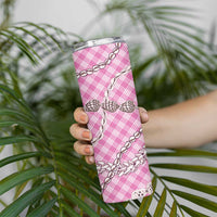 Pink Aloha Hawaii Shell Lei Skinny Tumbler Palaka Hebrew Cone Honey Cowrie Elegant Curves LT14 - Polynesian Pride