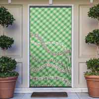 Green Aloha Hawaii Shell Lei Door Cover Palaka Hebrew Cone Honey Cowrie Elegant Curves - Polynesian Pride