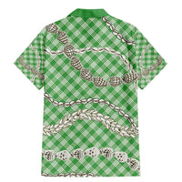 Green Aloha Hawaii Shell Lei Family Matching Mermaid Dress and Hawaiian Shirt Palaka Hebrew Cone Honey Cowrie Elegant Curves - Polynesian Pride