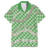 Green Aloha Hawaii Shell Lei Family Matching Off Shoulder Maxi Dress and Hawaiian Shirt Palaka Hebrew Cone Honey Cowrie Elegant Curves LT14 Dad's Shirt - Short Sleeve Green - Polynesian Pride
