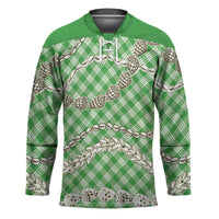 Green Aloha Hawaii Shell Lei Hockey Jersey Palaka Hebrew Cone Honey Cowrie Elegant Curves LT14 Unisex Green - Polynesian Pride