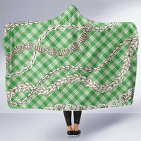 Green Aloha Hawaii Shell Lei Hooded Blanket Palaka Hebrew Cone Honey Cowrie Elegant Curves - Polynesian Pride