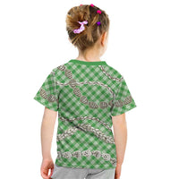Green Aloha Hawaii Shell Lei Kid T Shirt Palaka Hebrew Cone Honey Cowrie Elegant Curves - Polynesian Pride