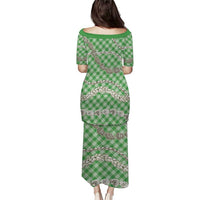 Green Aloha Hawaii Shell Lei Puletasi Palaka Hebrew Cone Honey Cowrie Elegant Curves - Polynesian Pride