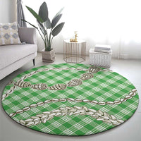 Green Aloha Hawaii Shell Lei Round Carpet Palaka Hebrew Cone Honey Cowrie Elegant Curves - Polynesian Pride