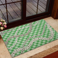 Green Aloha Hawaii Shell Lei Rubber Doormat Palaka Hebrew Cone Honey Cowrie Elegant Curves - Polynesian Pride