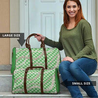 Green Aloha Hawaii Shell Lei Travel Bag Palaka Hebrew Cone Honey Cowrie Elegant Curves - Polynesian Pride