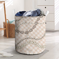 Beige Aloha Hawaii Shell Lei Laundry Basket Palaka Hebrew Cone Honey Cowrie Elegant Curves - Polynesian Pride