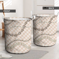 Beige Aloha Hawaii Shell Lei Laundry Basket Palaka Hebrew Cone Honey Cowrie Elegant Curves - Polynesian Pride