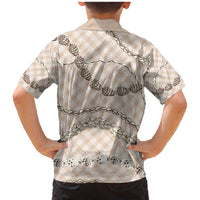 Beige Aloha Hawaii Shell Lei Family Matching Mermaid Dress and Hawaiian Shirt Palaka Hebrew Cone Honey Cowrie Elegant Curves - Polynesian Pride