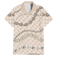 Beige Aloha Hawaii Shell Lei Family Matching Summer Maxi Dress and Hawaiian Shirt Palaka Hebrew Cone Honey Cowrie Elegant Curves LT14 Dad's Shirt - Short Sleeve Beige - Polynesian Pride