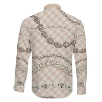 Beige Aloha Hawaii Shell Lei Family Matching Summer Maxi Dress and Hawaiian Shirt Palaka Hebrew Cone Honey Cowrie Elegant Curves LT14 - Polynesian Pride