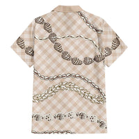 Beige Aloha Hawaii Shell Lei Family Matching Tank Maxi Dress and Hawaiian Shirt Palaka Hebrew Cone Honey Cowrie Elegant Curves LT14 - Polynesian Pride