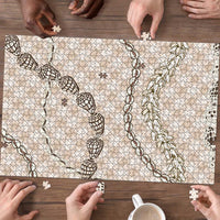 Beige Aloha Hawaii Shell Lei Puzzle Palaka Hebrew Cone Honey Cowrie Elegant Curves - Polynesian Pride