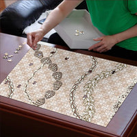 Beige Aloha Hawaii Shell Lei Puzzle Palaka Hebrew Cone Honey Cowrie Elegant Curves - Polynesian Pride