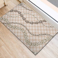 Beige Aloha Hawaii Shell Lei Rubber Doormat Palaka Hebrew Cone Honey Cowrie Elegant Curves - Polynesian Pride