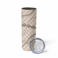 Beige Aloha Hawaii Shell Lei Skinny Tumbler Palaka Hebrew Cone Honey Cowrie Elegant Curves - Polynesian Pride