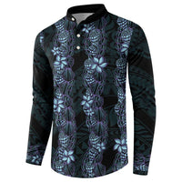 Purple Paradise Hawaii Shell Lei Button Sweatshirt Hawaiian Sunrise Shell Hebrew Cone Plumeria - Polynesian Pride