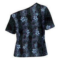 Purple Paradise Hawaii Shell Lei Cross Shoulder Shirt Hawaiian Sunrise Shell Hebrew Cone Plumeria - Polynesian Pride
