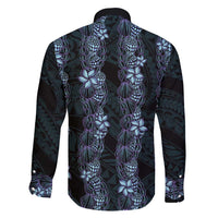 Purple Paradise Hawaii Shell Lei Family Matching Long Sleeve Bodycon Dress and Hawaiian Shirt Hawaiian Sunrise Shell Hebrew Cone Plumeria - Polynesian Pride