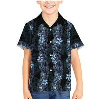 Purple Paradise Hawaii Shell Lei Family Matching Mermaid Dress and Hawaiian Shirt Hawaiian Sunrise Shell Hebrew Cone Plumeria LT14 Son's Shirt Purple - Polynesian Pride