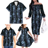 Purple Paradise Hawaii Shell Lei Family Matching Off The Shoulder Long Sleeve Dress and Hawaiian Shirt Hawaiian Sunrise Shell Hebrew Cone Plumeria LT14 - Polynesian Pride