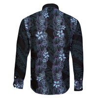 Purple Paradise Hawaii Shell Lei Family Matching Off The Shoulder Long Sleeve Dress and Hawaiian Shirt Hawaiian Sunrise Shell Hebrew Cone Plumeria LT14 - Polynesian Pride