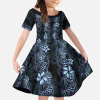 Purple Paradise Hawaii Shell Lei Family Matching Off Shoulder Maxi Dress and Hawaiian Shirt Hawaiian Sunrise Shell Hebrew Cone Plumeria LT14 Daughter's Dress Purple - Polynesian Pride