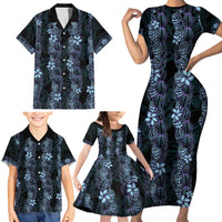 Purple Paradise Hawaii Shell Lei Family Matching Short Sleeve Bodycon Dress and Hawaiian Shirt Hawaiian Sunrise Shell Hebrew Cone Plumeria LT14 - Polynesian Pride