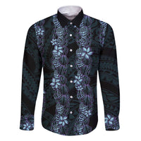 Purple Paradise Hawaii Shell Lei Family Matching Short Sleeve Bodycon Dress and Hawaiian Shirt Hawaiian Sunrise Shell Hebrew Cone Plumeria LT14 Dad's Shirt - Long Sleeve Purple - Polynesian Pride