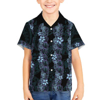 Purple Paradise Hawaii Shell Lei Family Matching Short Sleeve Bodycon Dress and Hawaiian Shirt Hawaiian Sunrise Shell Hebrew Cone Plumeria LT14 Son's Shirt Purple - Polynesian Pride