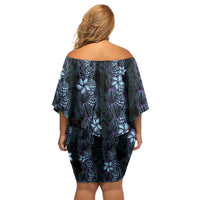 Purple Paradise Hawaii Shell Lei Off Shoulder Short Dress Hawaiian Sunrise Shell Hebrew Cone Plumeria LT14 - Polynesian Pride