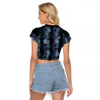 Purple Paradise Hawaii Shell Lei Raglan Cropped T Shirt Hawaiian Sunrise Shell Hebrew Cone Plumeria - Polynesian Pride