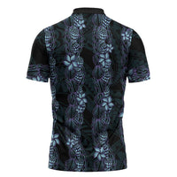 Purple Paradise Hawaii Shell Lei Zipper Polo Shirt Hawaiian Sunrise Shell Hebrew Cone Plumeria LT14 - Polynesian Pride