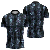 Purple Paradise Hawaii Shell Lei Zipper Polo Shirt Hawaiian Sunrise Shell Hebrew Cone Plumeria LT14 - Polynesian Pride