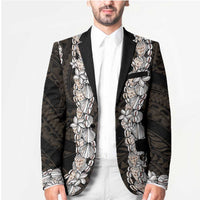 Black and Beige Hawaii Shell Lei Blazer Hawaiian Sunrise Shell Hebrew Cone Plumeria - Polynesian Pride