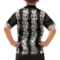 Black and Beige Hawaii Shell Lei Family Matching Short Sleeve Bodycon Dress and Hawaiian Shirt Hawaiian Sunrise Shell Hebrew Cone Plumeria LT14 - Polynesian Pride