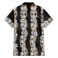 Black and Beige Hawaii Shell Lei Family Matching Short Sleeve Bodycon Dress and Hawaiian Shirt Hawaiian Sunrise Shell Hebrew Cone Plumeria LT14 - Polynesian Pride