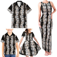 Black and Beige Hawaii Shell Lei Family Matching Tank Maxi Dress and Hawaiian Shirt Hawaiian Sunrise Shell Hebrew Cone Plumeria LT14 - Polynesian Pride