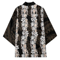 Black and Beige Hawaii Shell Lei Kimono Hawaiian Sunrise Shell Hebrew Cone Plumeria - Polynesian Pride
