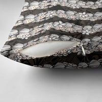 Black and Beige Hawaii Shell Lei Pillow Cover Hawaiian Sunrise Shell Hebrew Cone Plumeria - Polynesian Pride