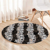 Black and Beige Hawaii Shell Lei Round Carpet Hawaiian Sunrise Shell Hebrew Cone Plumeria LT14 - Polynesian Pride