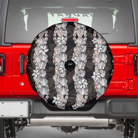 Black and Beige Hawaii Shell Lei Spare Tire Cover Hawaiian Sunrise Shell Hebrew Cone Plumeria - Polynesian Pride